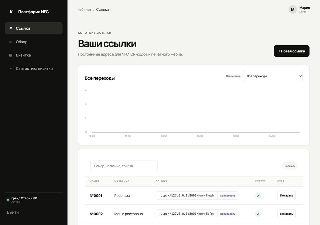 Ссылки → + Новая ссылка